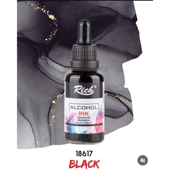 Rıch Alcohol Ink Alkol Bazlı Mürekkep 30ml Siyah 18617