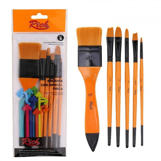Rich 8000 Seri Profesyonel Çok Amaçlı Fırça Seti No:8