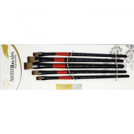 Rich Golden Art 600 Seri 5li Set Stroke Düz Kesik Fırça Seti