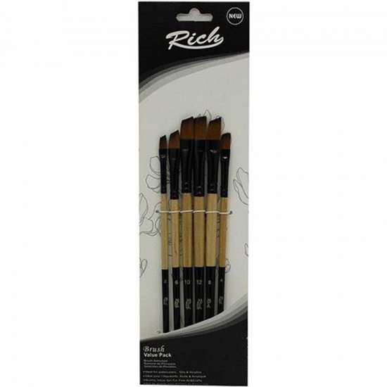 Rich Yeni Seri 6lı Yan Kesik Fırça Seti