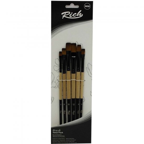 Rich Yeni Seri 6lı Düz Kesik Fırça Seti