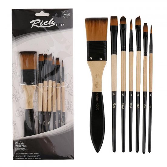 Rich Yeni Seri 7li No:1 Zemin Fırçalı Karma Fırça Seti