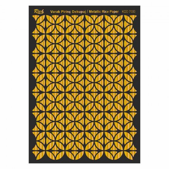 Rich 7000 Altın Soft Varak Dekopaj Kağıdı Siyah Zemin