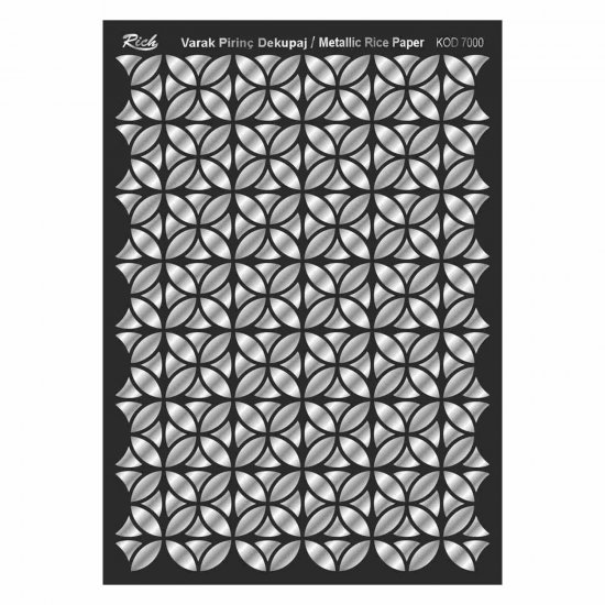 Rich 7000 Gümüş Soft Varak Dekopaj Kağıdı Siyah Zemin