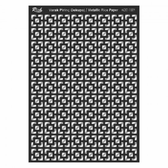 Rich 7001 Gümüş Soft Varak Dekopaj Kağıdı Siyah Zemin