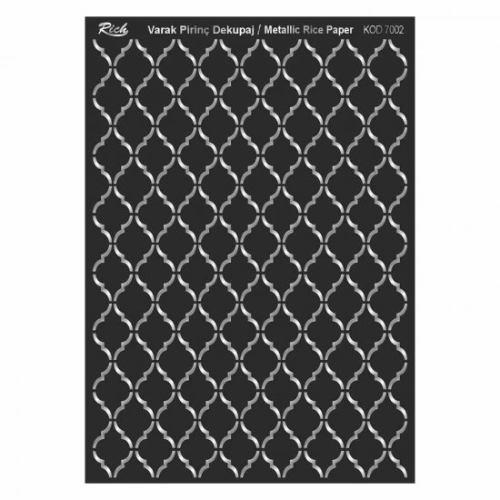 Rich 7002 Gümüş Soft Varak Dekopaj Kağıdı Siyah Zemin